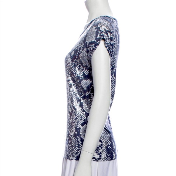 MICHAEL Michael Kors Snakeskin Print Sequin Embellished Top - Picture 2 of 3